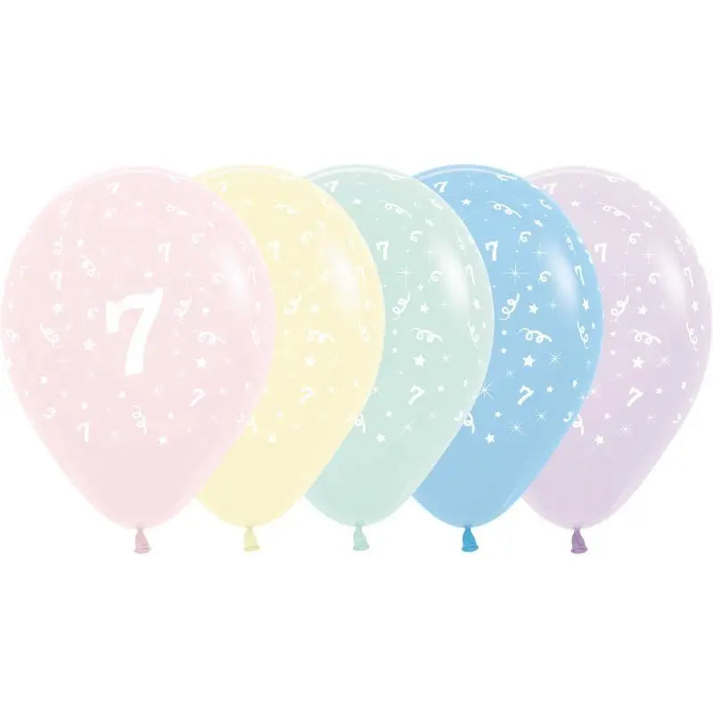 Assorted Matte Pastel Age 7 Latex Balloons 30cm 25pk