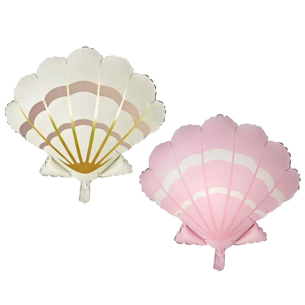 pastel matte pink and cream seashell foil balloon 62x66cm