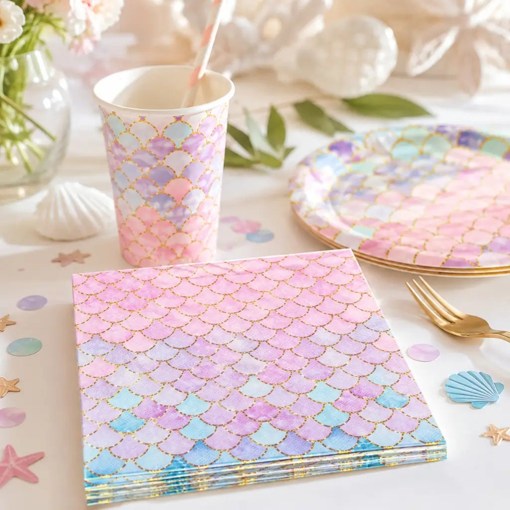 Pastel mermaid scales napkins
