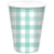 Pastel Mint Green Gingham Paper Cups 266ml 8pk