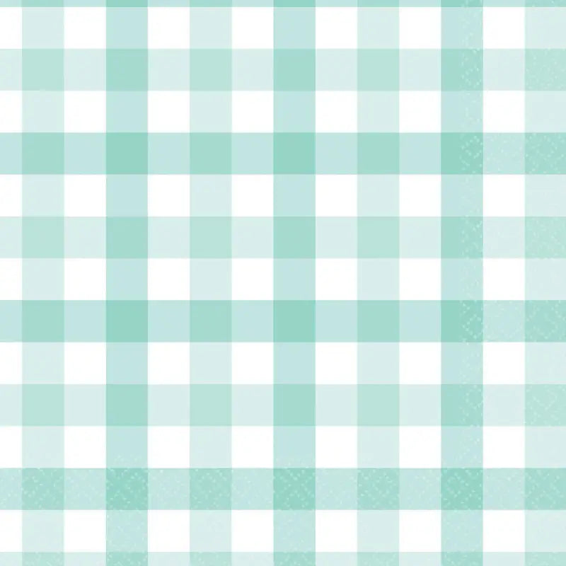 Pastel Mint Green Gingham Lunch Napkins 16pk