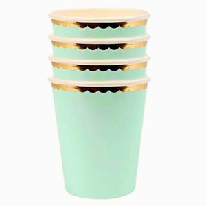 Pastel Mint Green Scalloped Edging Paper Cups 10pk