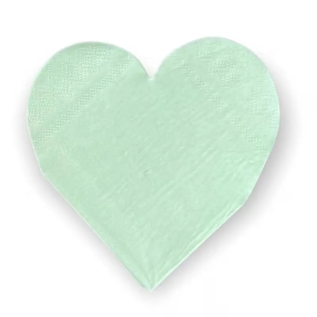 Pastel mint green heart paper napkins 16 pack