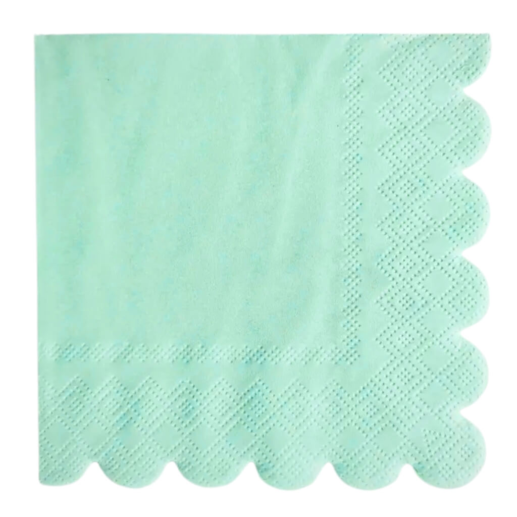 Pastel Mint Green Scalloped Edging Paper Napkins 10pk