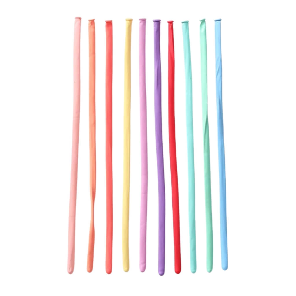 pastel long modelling twist latex balloons 10 pack party decorations 8 colours