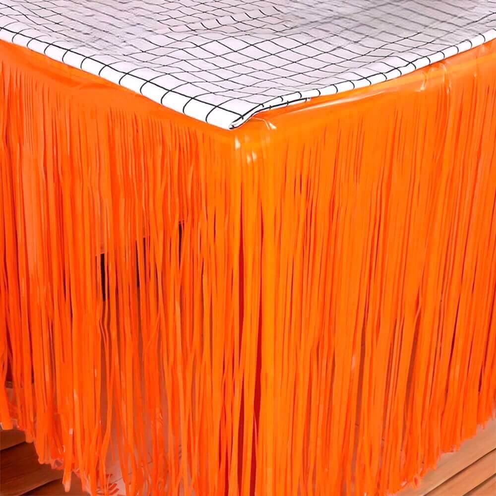 Pastel Orange Foil Fringe Table Skirt