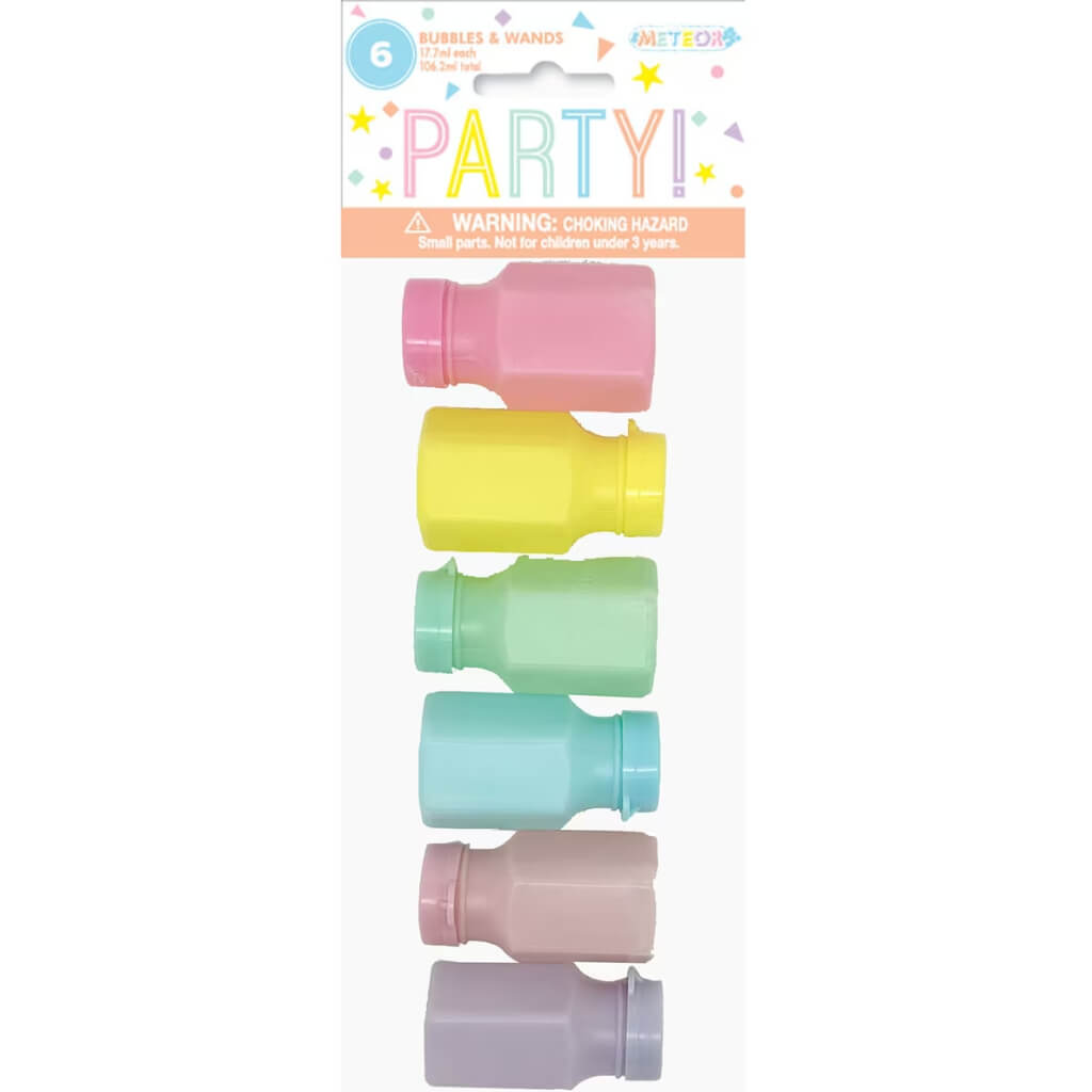 Pastel Party Bubbles & Wands 6pk kids birthday party favours