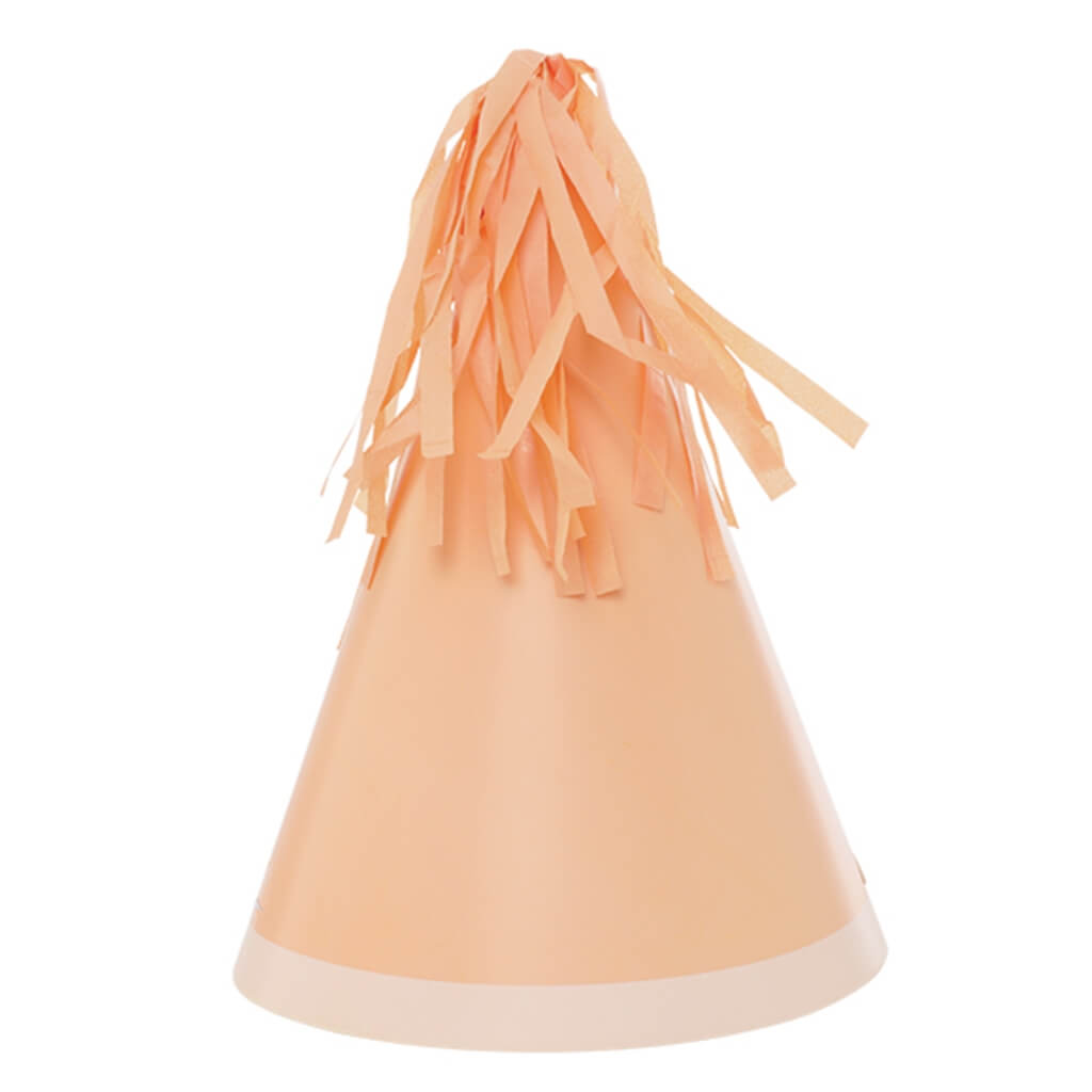 Pastel Peach Party Hats with Tassel Toppers 10pk