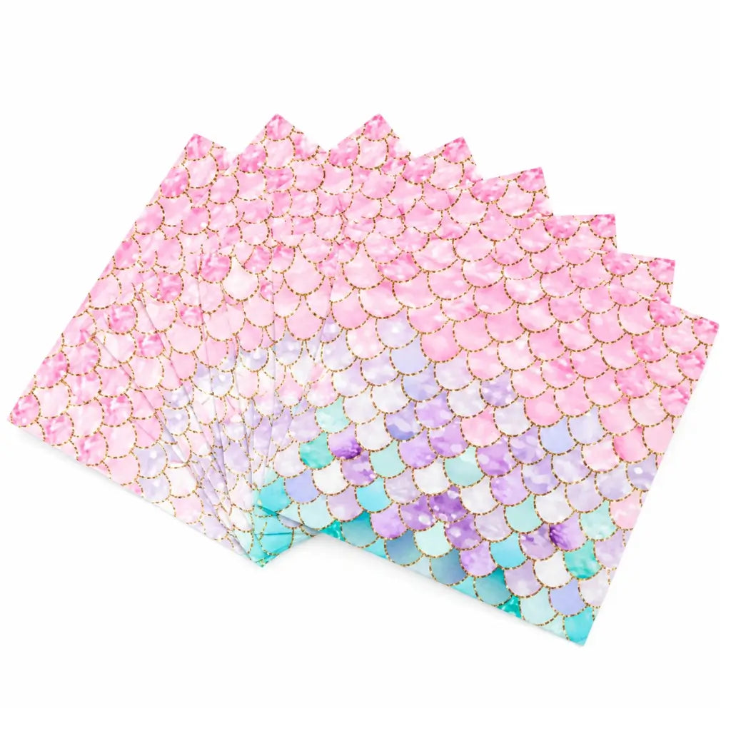 pastel Mermaid scales birthday party napkins