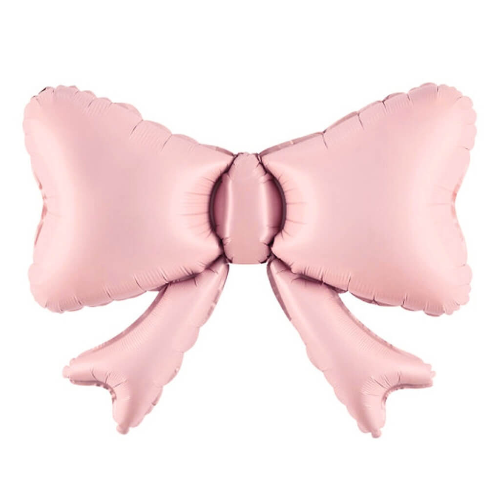 Pastel pink bow foil balloon used as balloon garland accessory