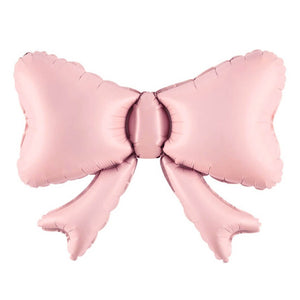 Pastel pink bow foil balloon used as balloon garland accessory