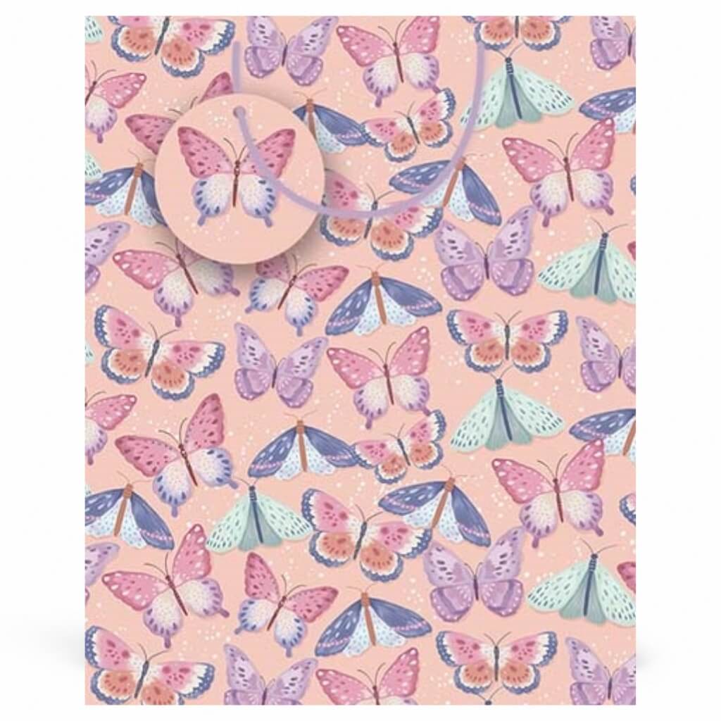 Pastel butterfly large gift bag pink design