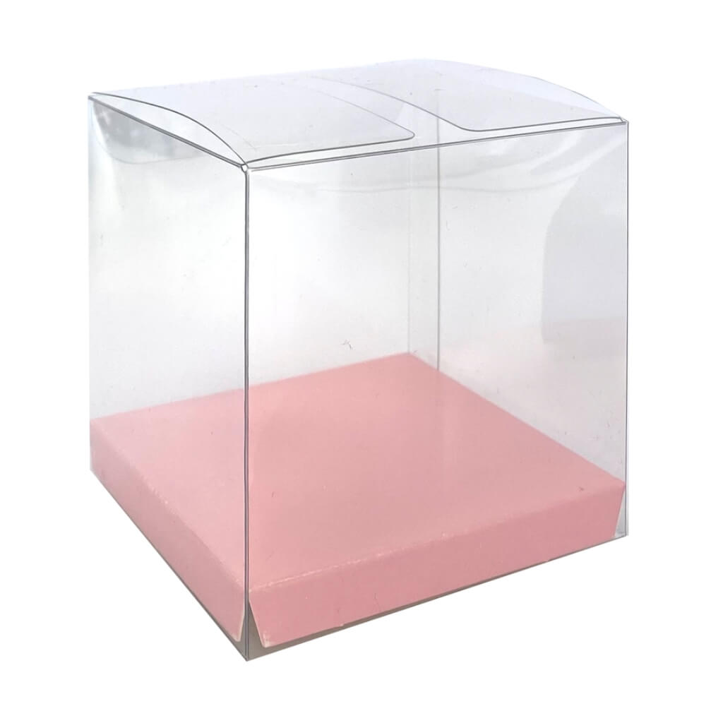 Pastel Pink Clear Plastic Favour Boxes 10pk