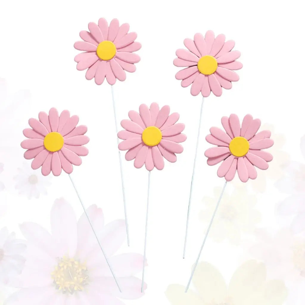 Pastel Pink Daisy Cupcake Toppers 5pk