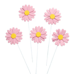 Pastel Pink Daisy Cupcake Toppers 5pk