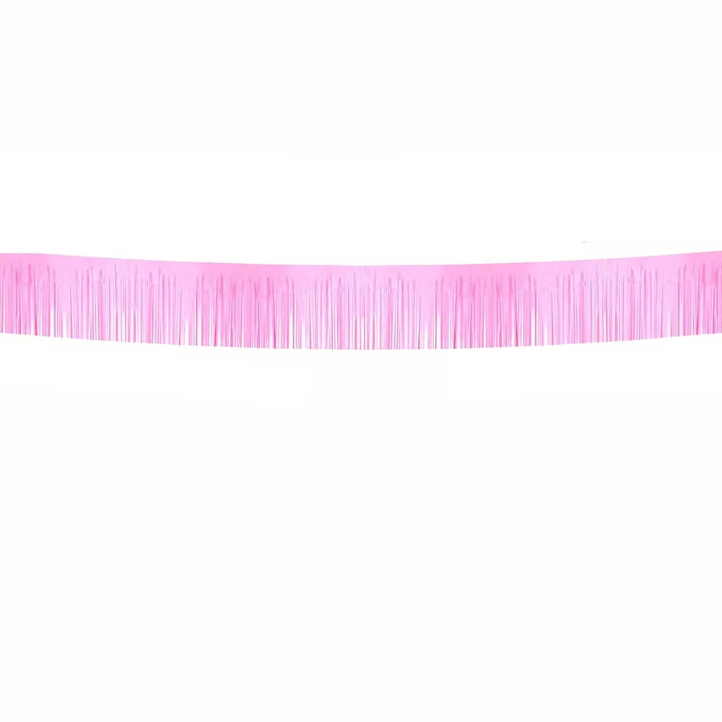 Pastel Pink Tinsel Fringe Foil Banner 3m party backdrops