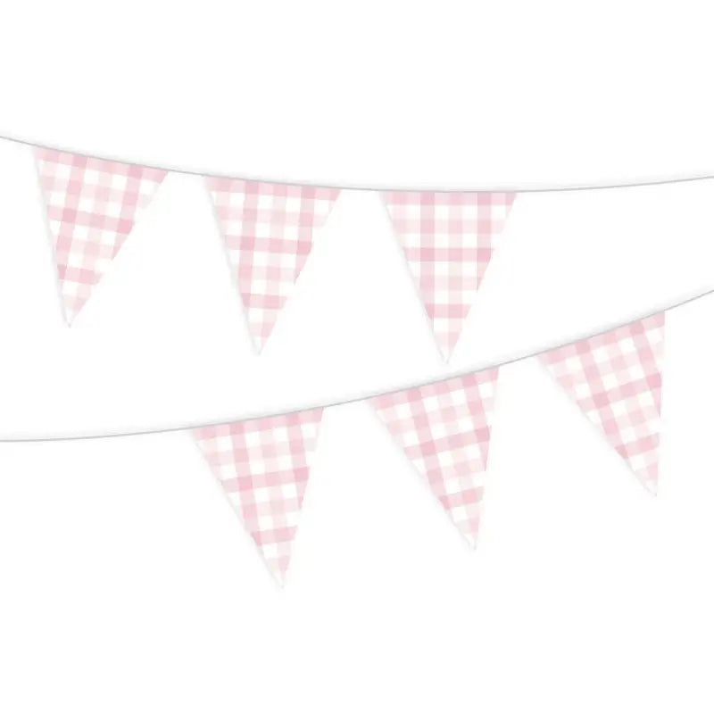 Pastel Pink Gingham Paper Flag Bunting