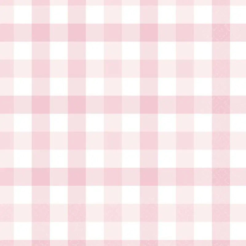 Pastel Pink Gingham Lunch Napkins 16pk
