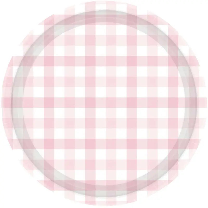 Pastel Pink Gingham Paper Plates 17cm 8pk