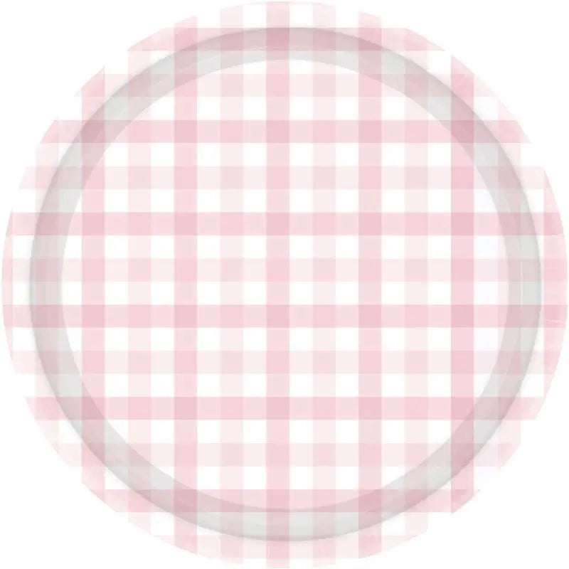 Pastel Pink Gingham Paper Plates 23cm 8pk