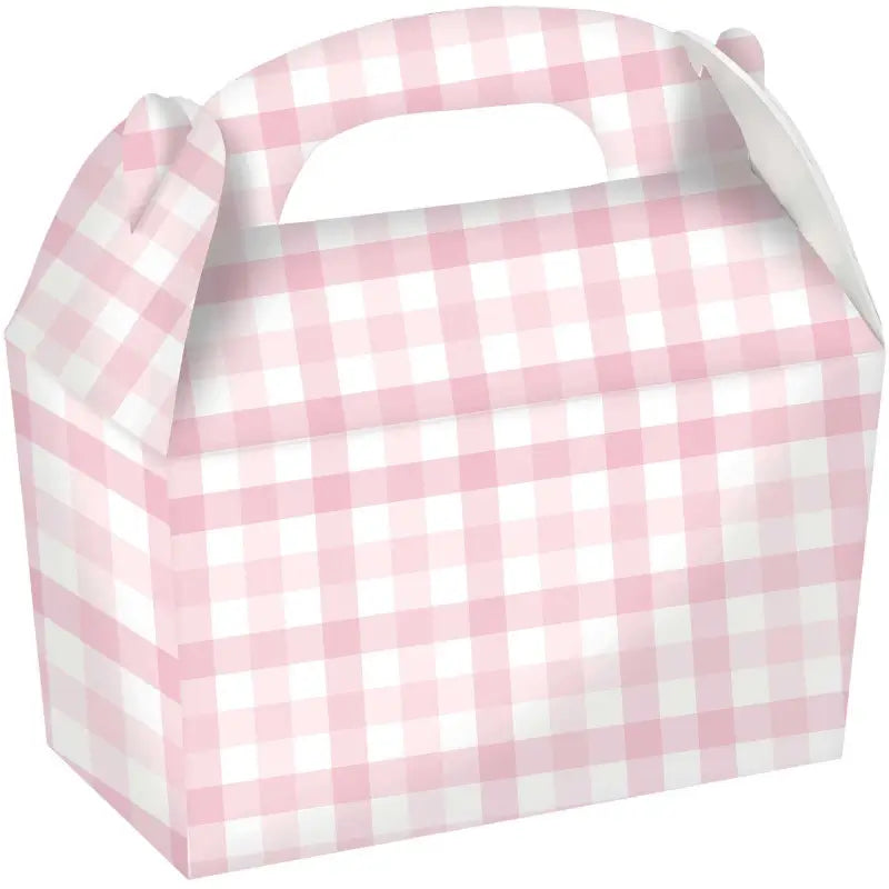 Pastel Pink Gingham Treat Boxes 4pk