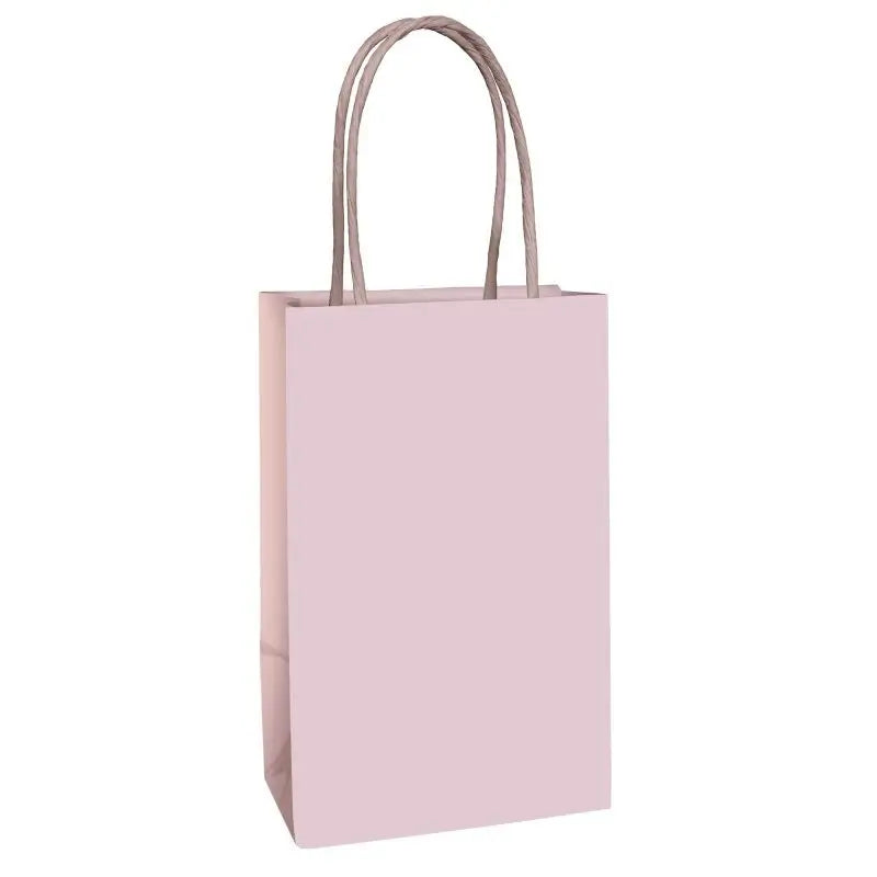 Pastel Pink Paper Kraft Bags with Handles 8pk