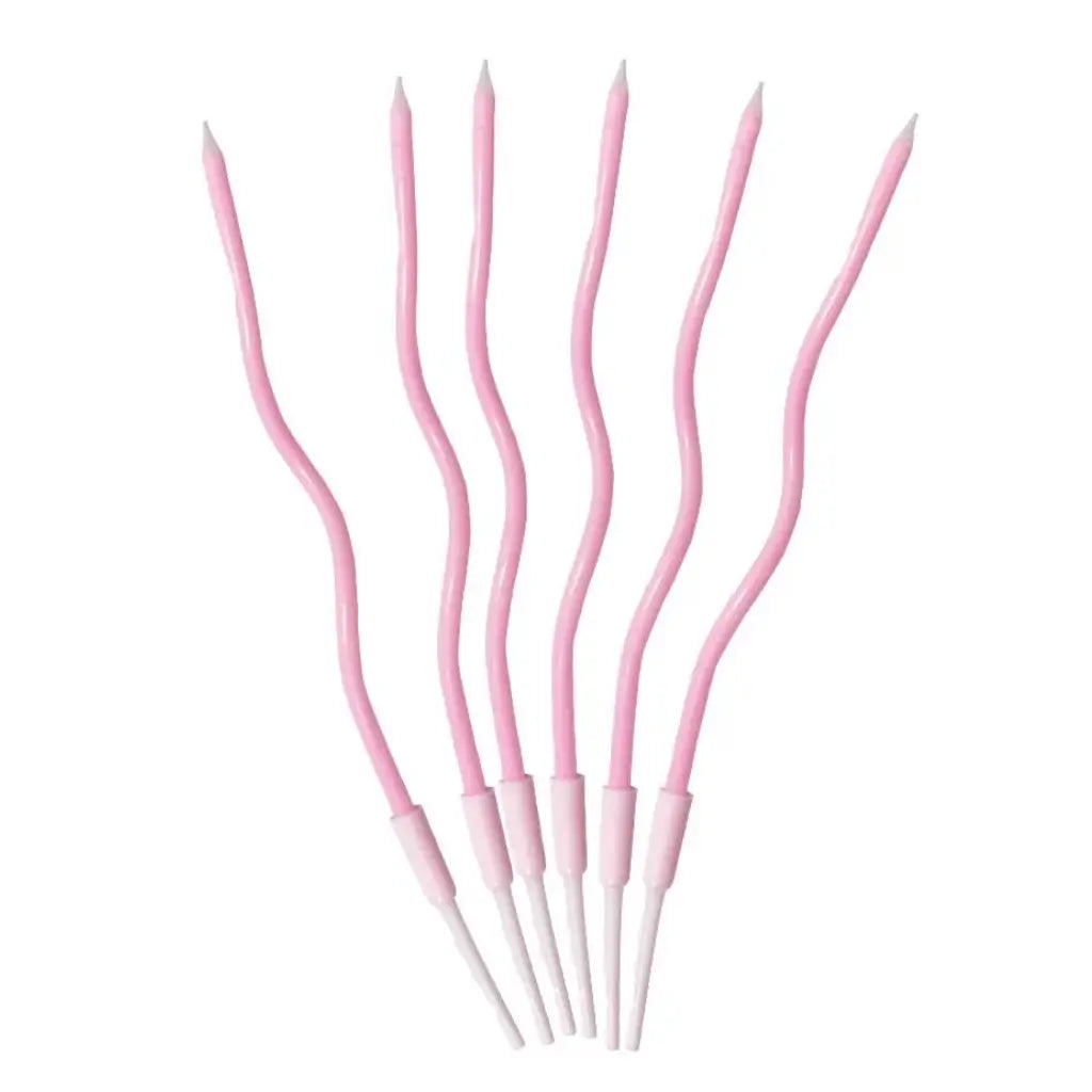 Wavy Pastel Pink Candles 6pk