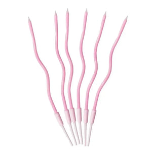 Wavy Pastel Pink Candles 6pk