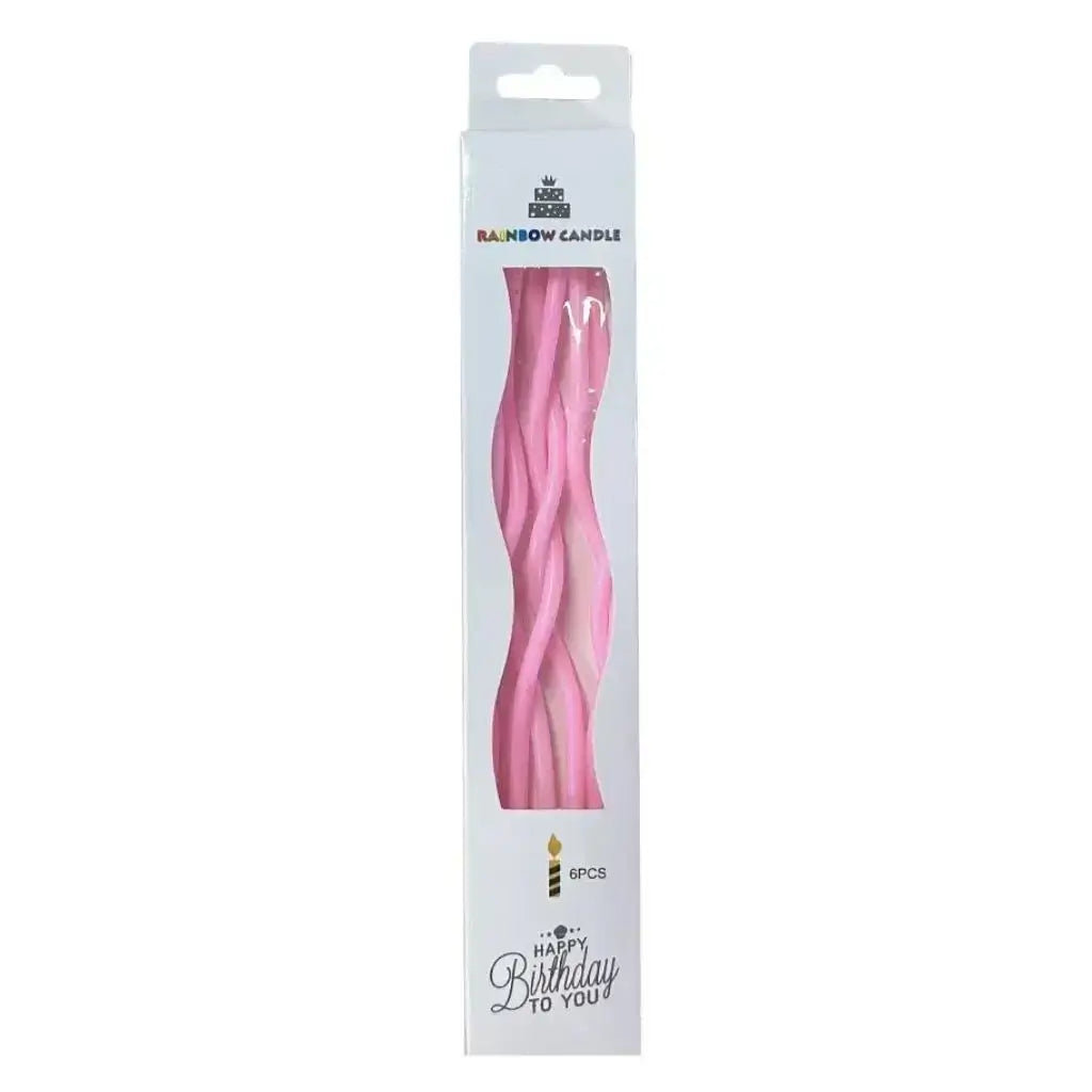 Wavy Pastel Pink Candles 6pk