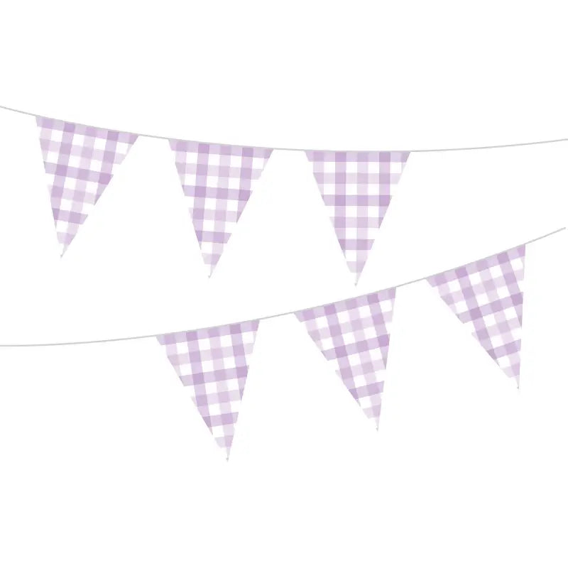 Pastel Purple Gingham Paper Flag Bunting