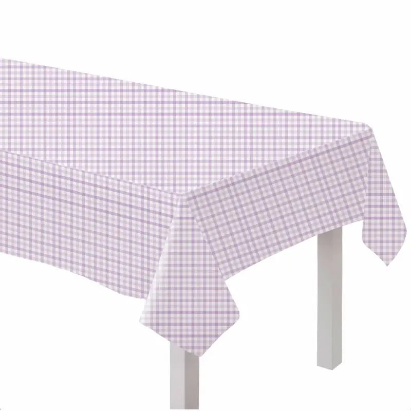 Pastel Purple Gingham Paper Tablecover