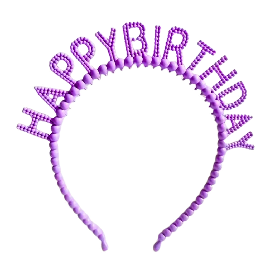 Kids Princess Happy Birthday Headband - Pastel Purple