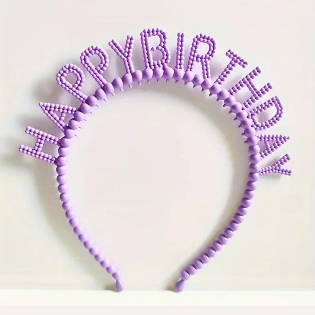 Kids Princess Happy Birthday Headband - Pastel Purple