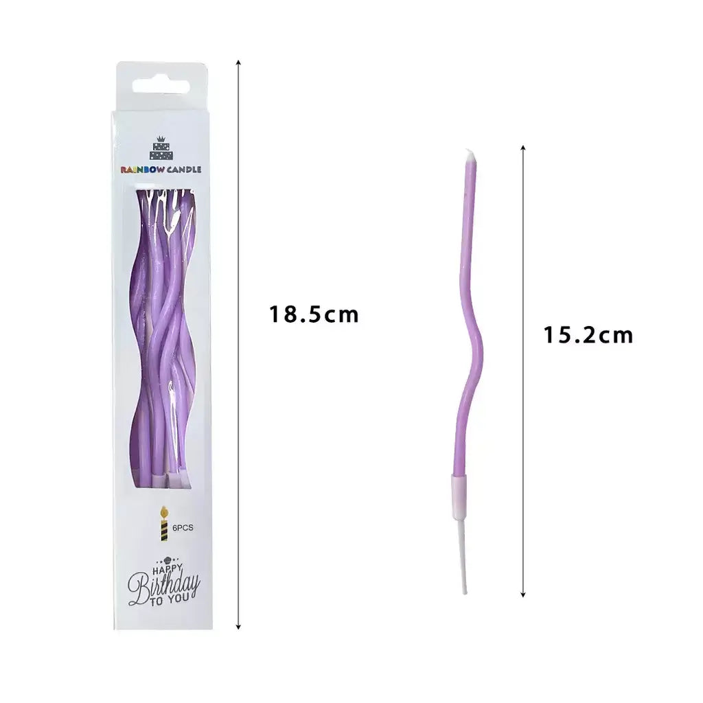 Wavy Pastel Purple Candles 6pk