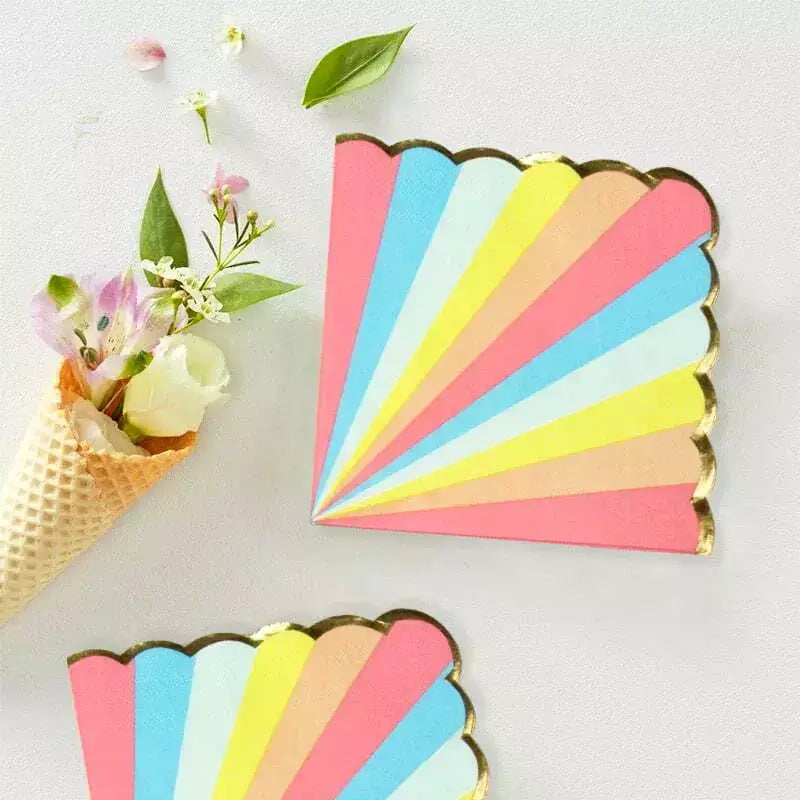 Pastel Rainbow Candy Stripe Large Paper Napkins 16pk