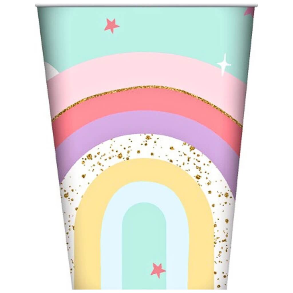 Pastel rainbow paper party cups pack of 8 party tableware