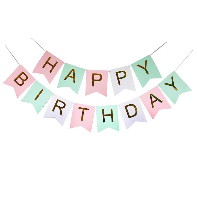 Pastel Rainbow Happy Birthday Paper Bunting Banner