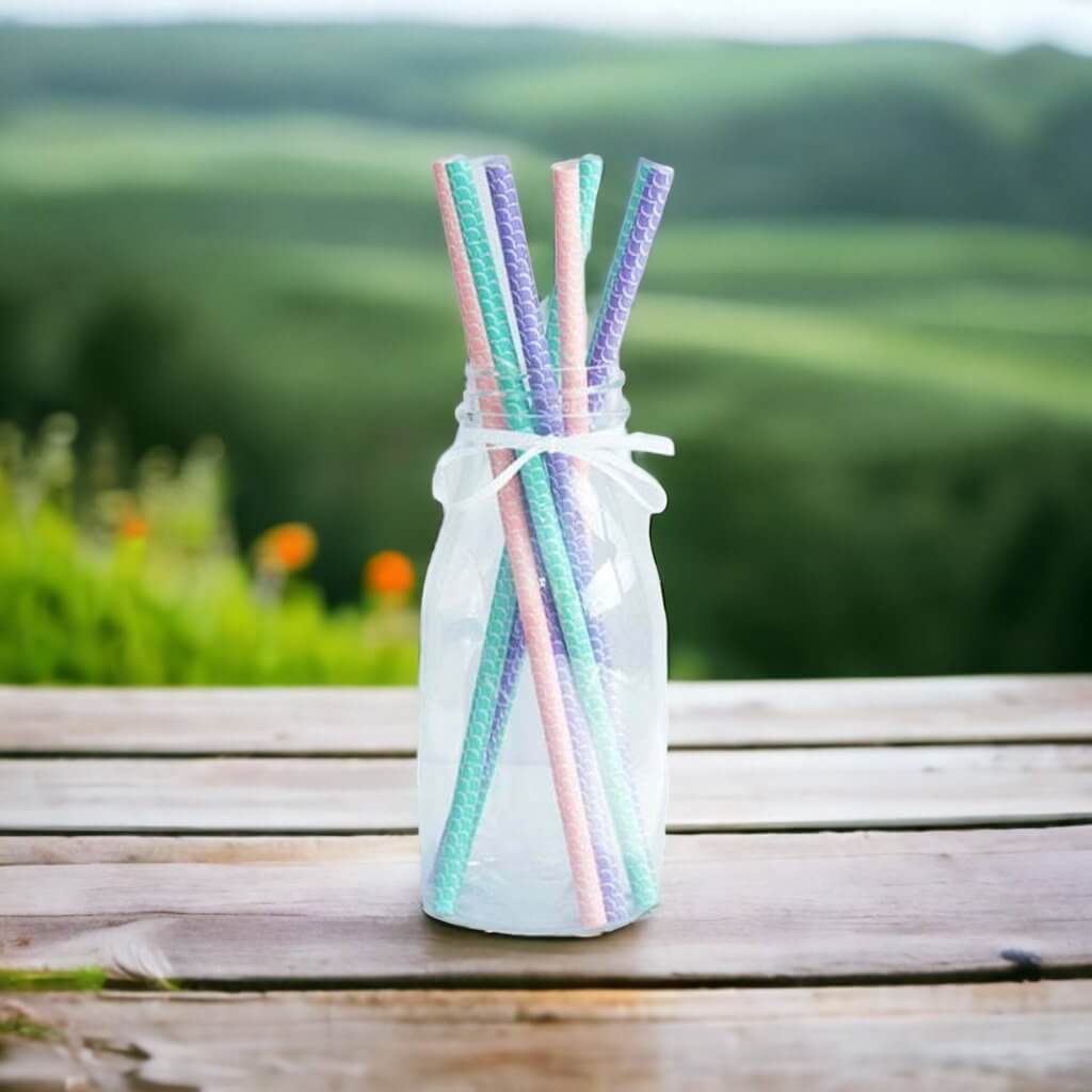 Rainbow Mermaid Paper Straws 8 Pack