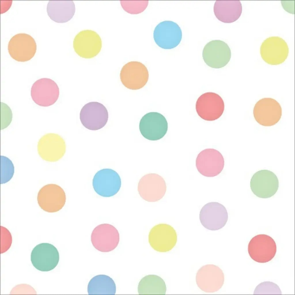 Pastel rainbow polka-dot paper napkins in a pack of 20