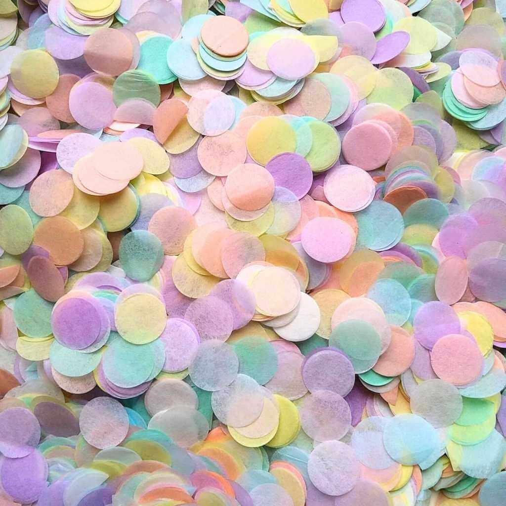 20g Round Circle Tissue Paper Party Confetti Table Scatters - Pastel Rainbow