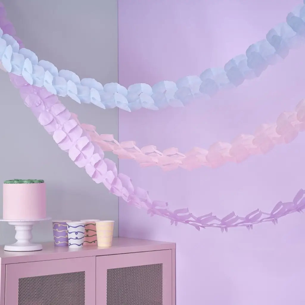Pastel Wave Honeycomb Hanging Garlands 2.8m 3 Pack