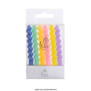 WISH pastel twister spiral birthday candles pack of six