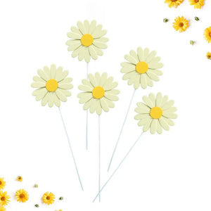 Pastel Yellow Daisy Cupcake Toppers 5pk
