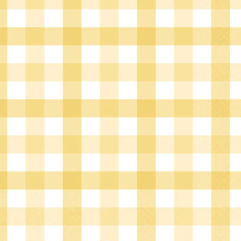 Pastel Yellow Gingham Lunch Napkins 16pk