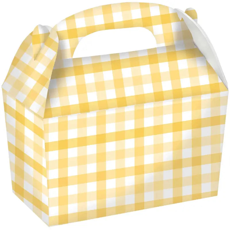 Pastel Yellow Gingham Treat Boxes 4pk