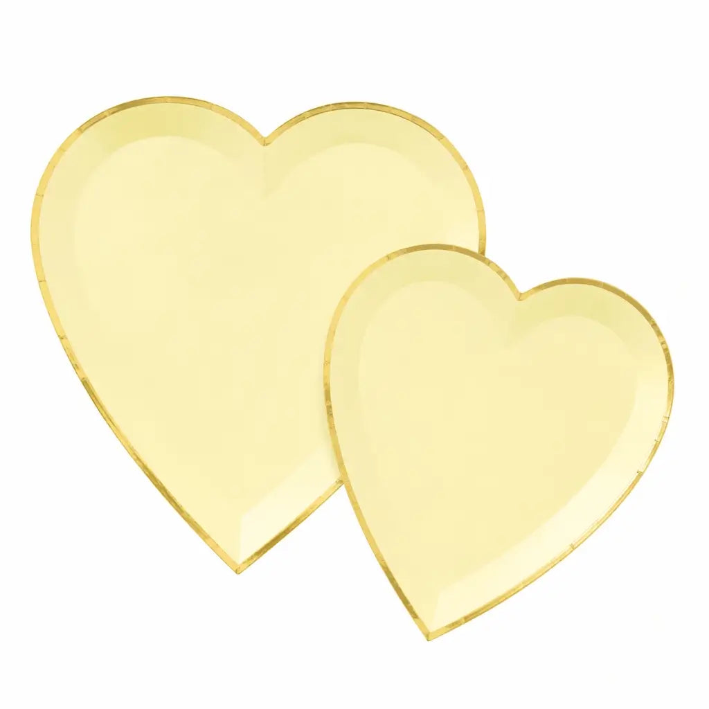 Pastel yellow heart plates for birthdays and celebrations