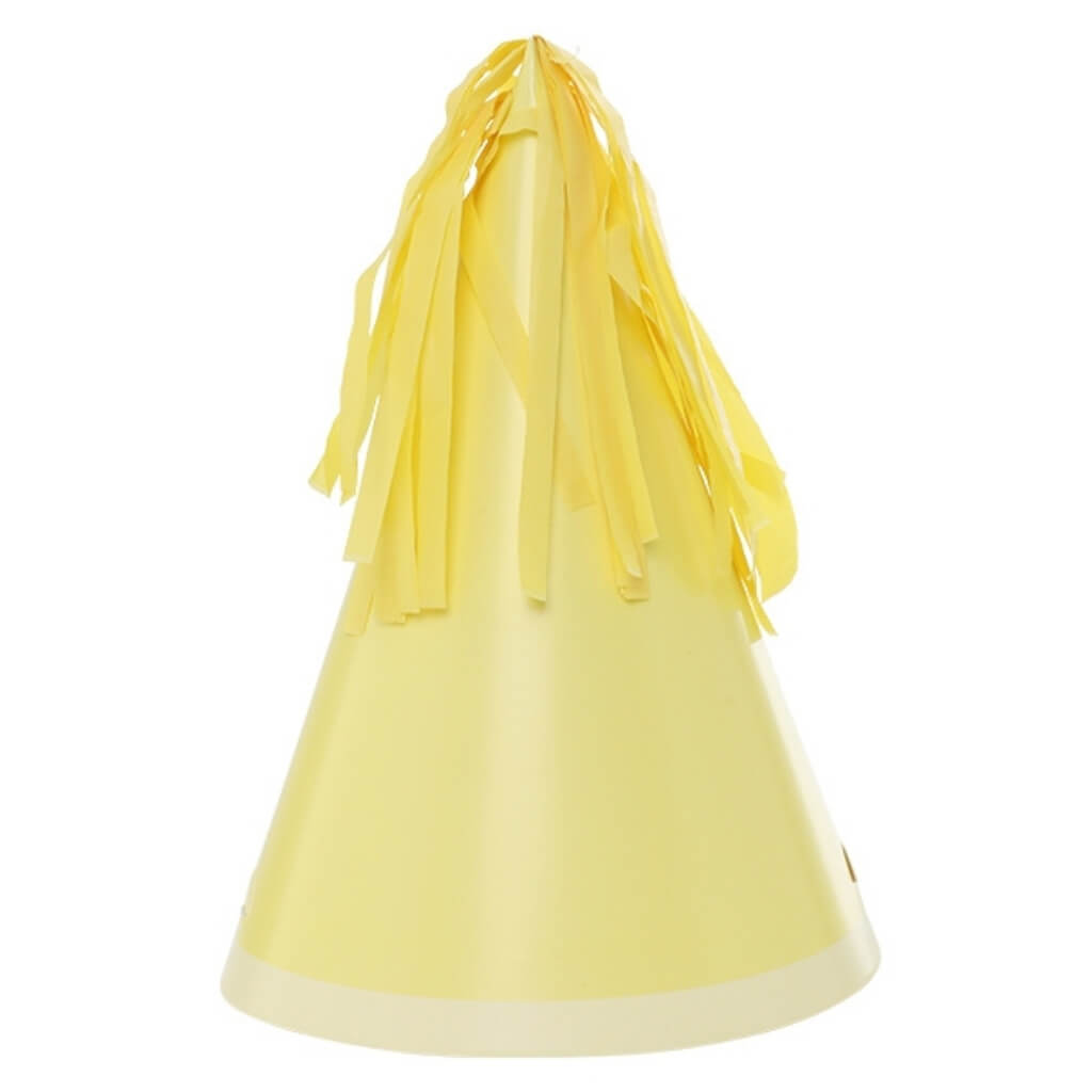 Pastel Yellow Party Hats with Tassel Toppers 10pk