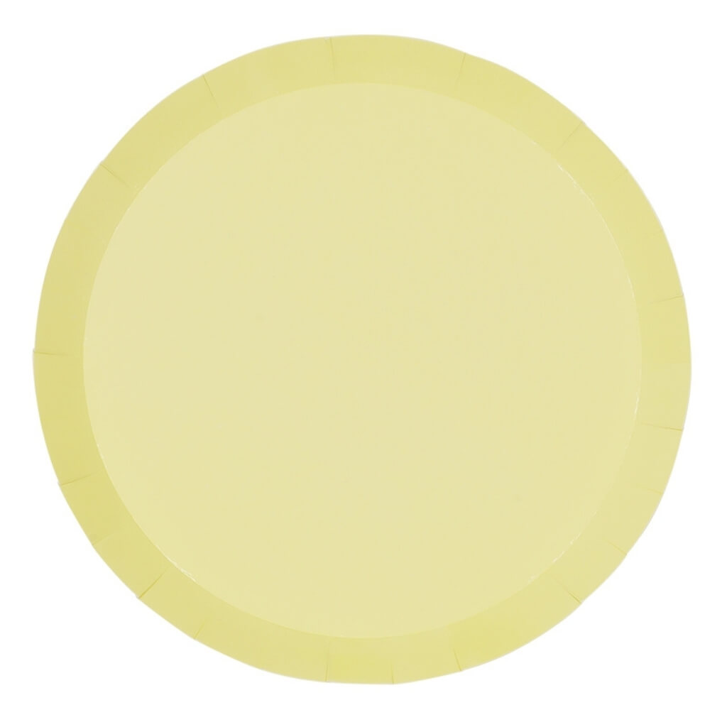 Pastel Yellow Round Paper Dinner Plates 9inch 20 pack