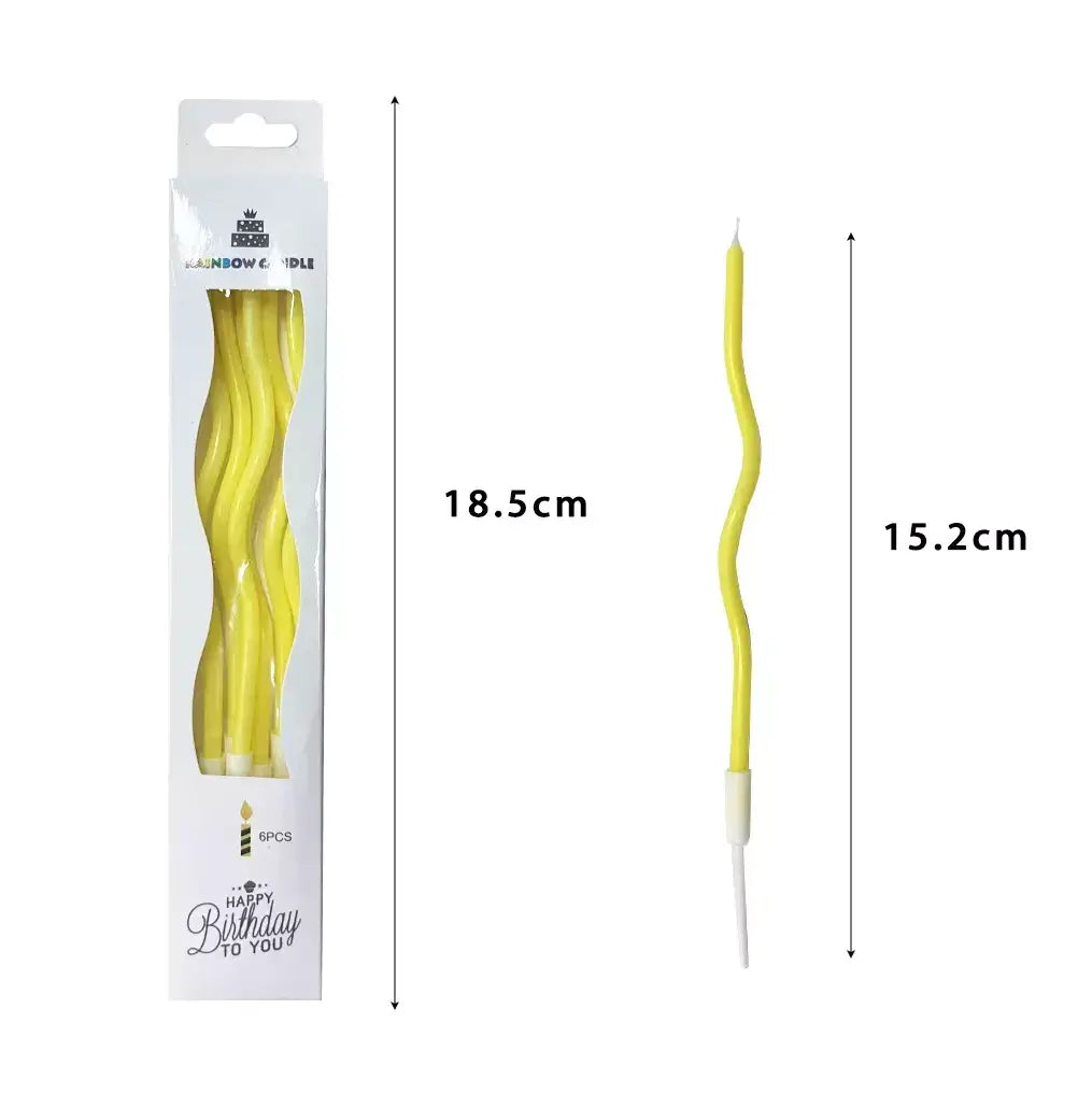 Wavy Pastel Yellow Candles 6pk