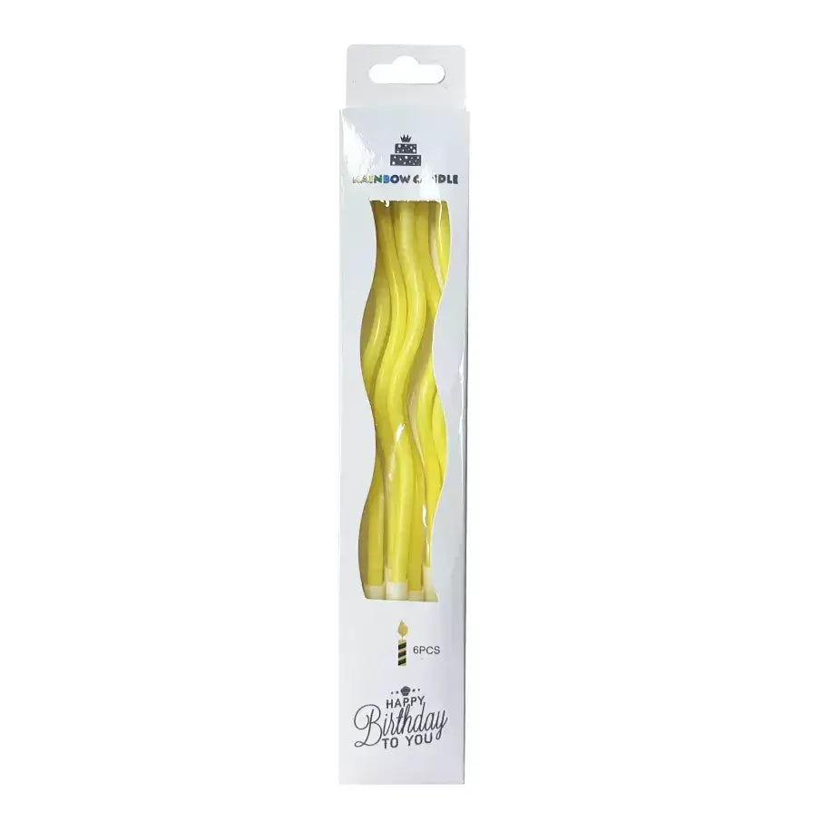 Wavy Pastel Yellow Candles 6pk